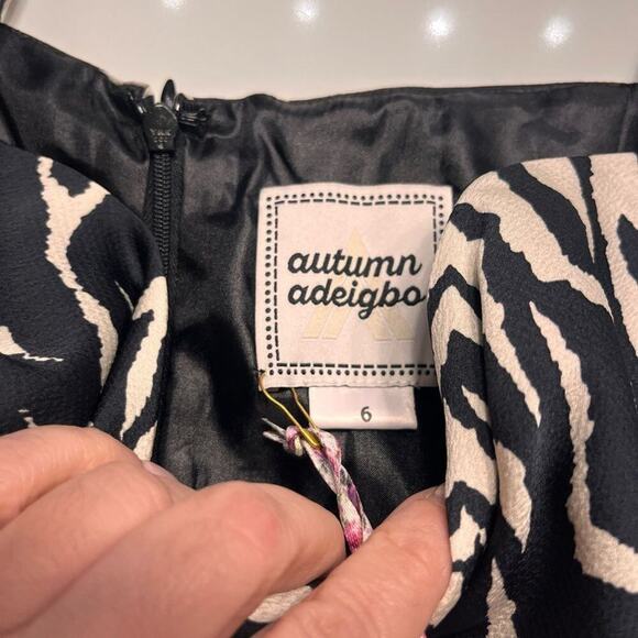 NWT Autumn Adeigbo Jules Dress in White Tiger Sz 6 MSRP $565 - Picture 8 of 11